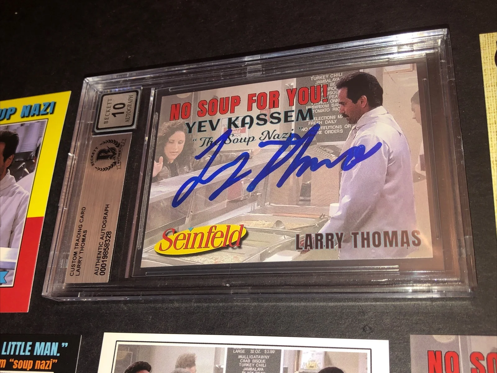 LARRY THOMAS — BECKETT 10 GEM MINT AUTO LARRY THOMAS CUSTOM CARD SEINFELD SOUP NAZI *FREE* 328, image 2