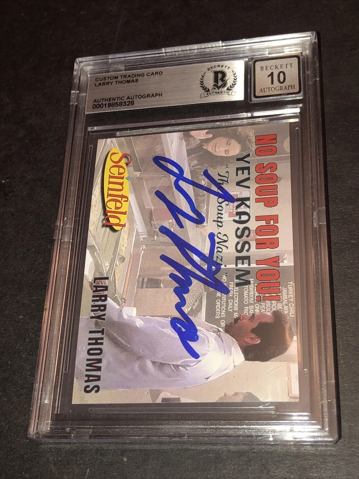 LARRY THOMAS — BECKETT 10 GEM MINT AUTO LARRY THOMAS CUSTOM CARD SEINFELD SOUP NAZI *FREE* 328, image 4