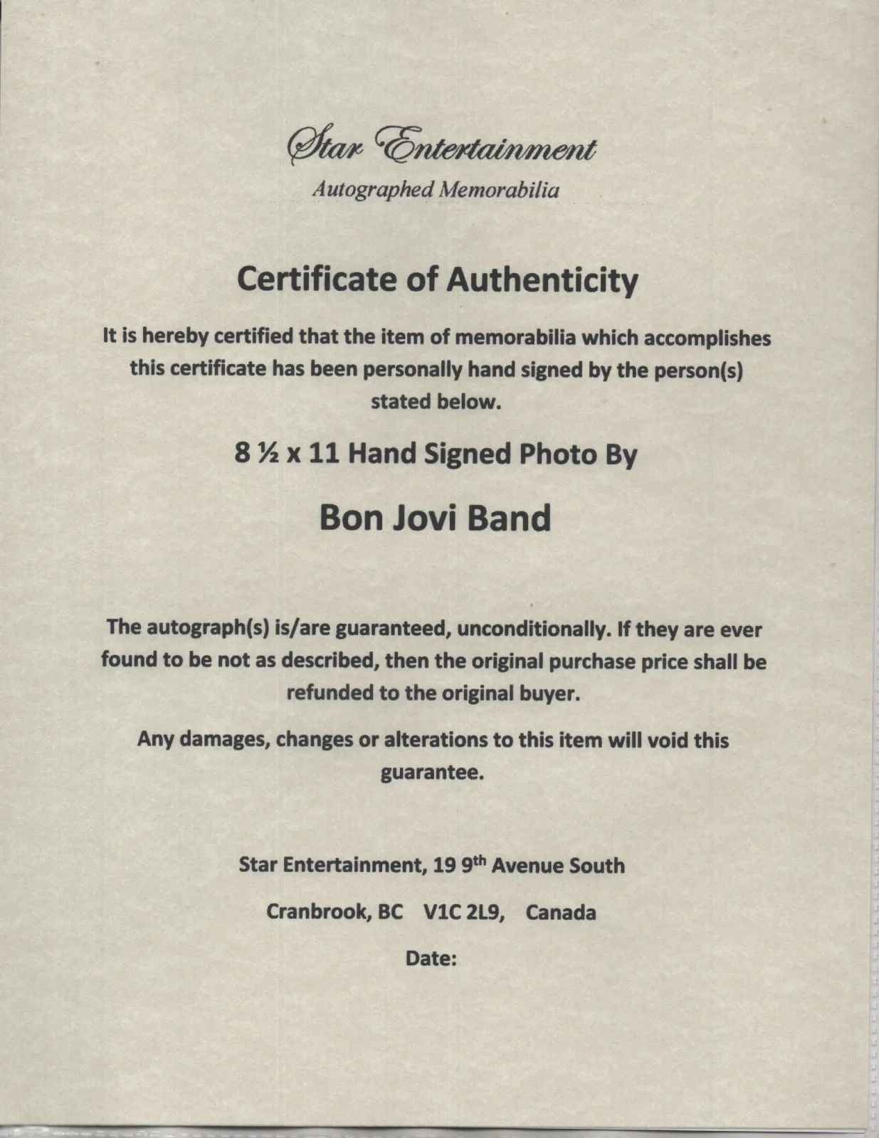BON JOVI BAND - HARD ROCKING BAND - ALL HAND SIGNED AUTOGRAPHED PHOTO WITH COA, изображение 2