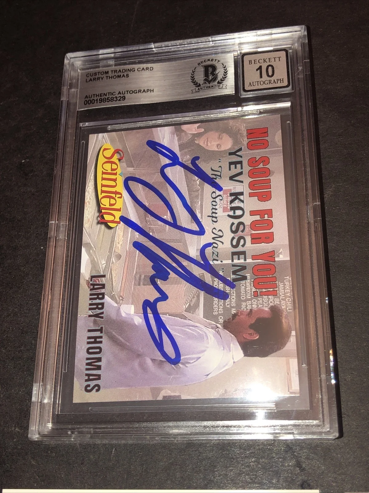LARRY THOMAS — BECKETT 10 GEM MINT AUTO LARRY THOMAS CUSTOM CARD SEINFELD SOUP NAZI *FREE* 329, image 4