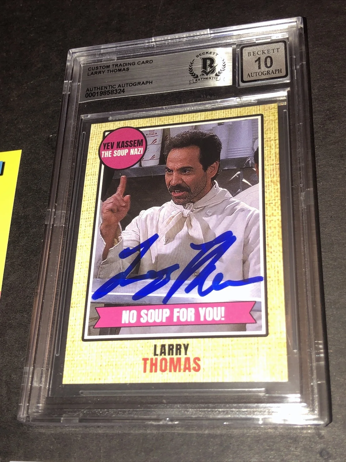 LARRY THOMAS — BECKETT 10 GEM MINT AUTO LARRY THOMAS CUSTOM CARD SEINFELD SOUP NAZI *FREE* 324, image 2