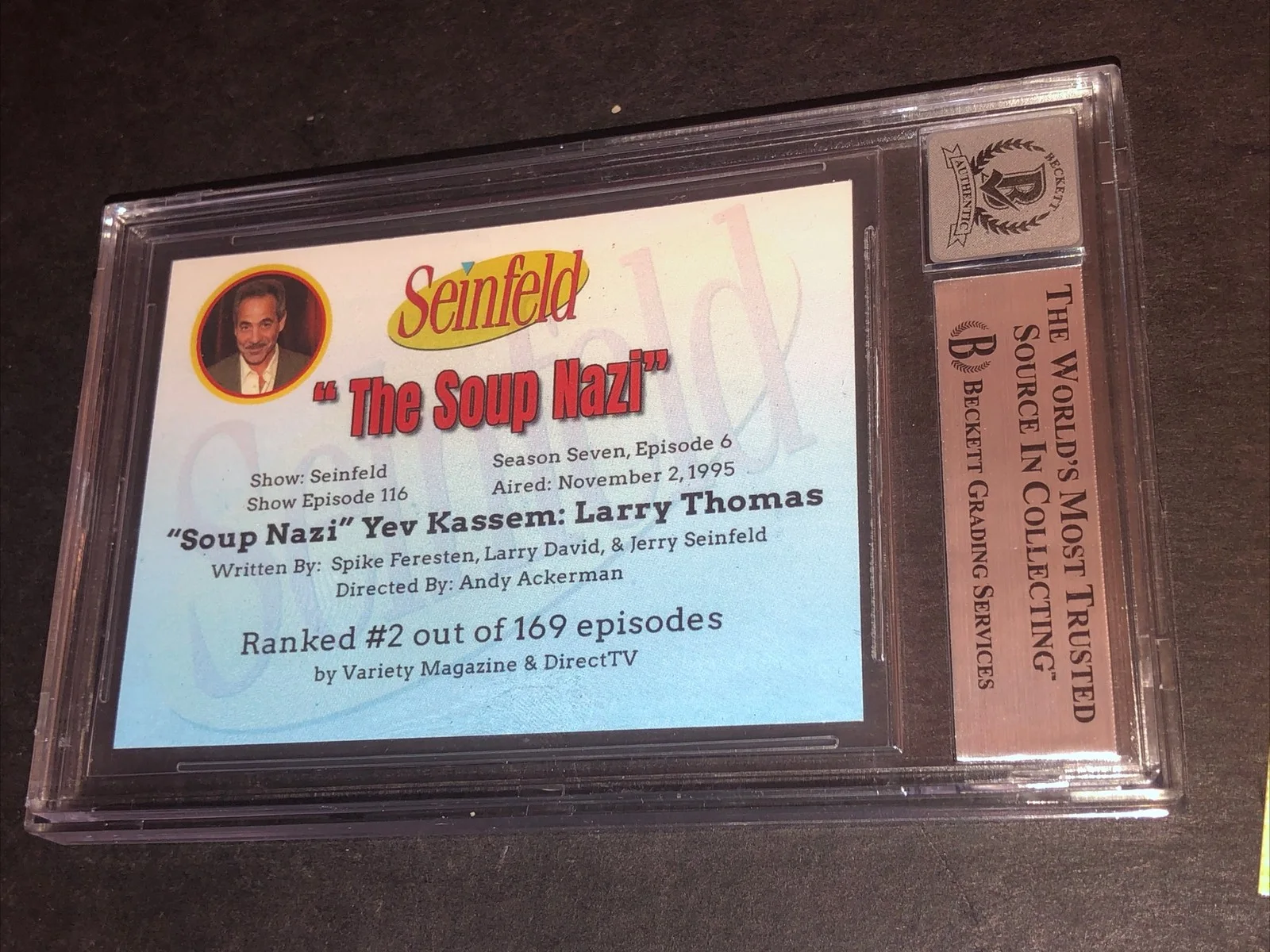LARRY THOMAS — BECKETT 10 GEM MINT AUTO LARRY THOMAS CUSTOM CARD SEINFELD SOUP NAZI *FREE* 331, image 5