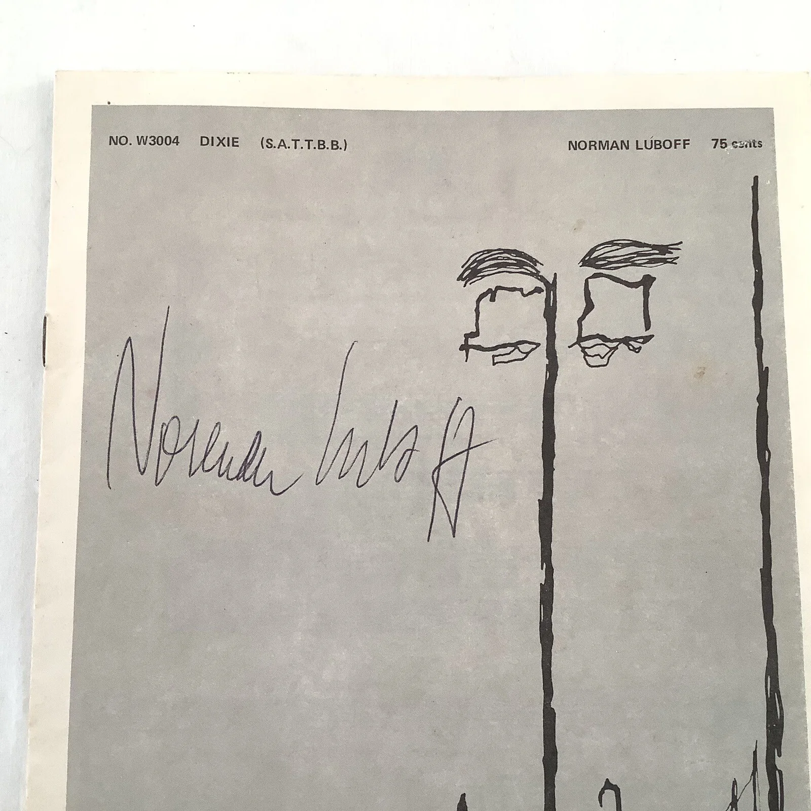 Norman Luboff Signed DIXIE Sheet Music 1960 Autograph No. W3004, изображение 2