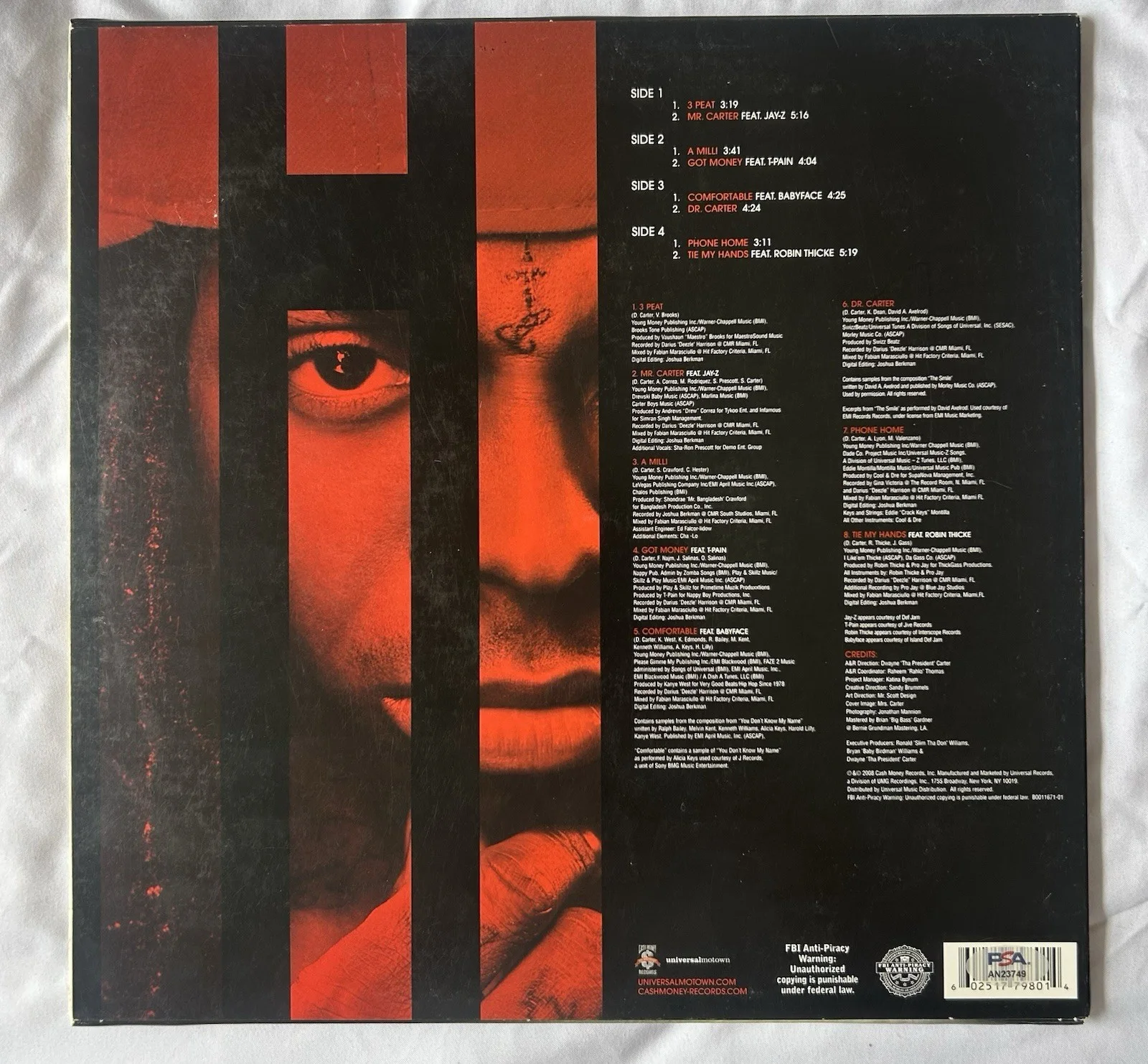 Lil Wayne Signed Tha Carter 3 Vinyl LP Record Autographed Weezy PSA/DNA COA, image 3