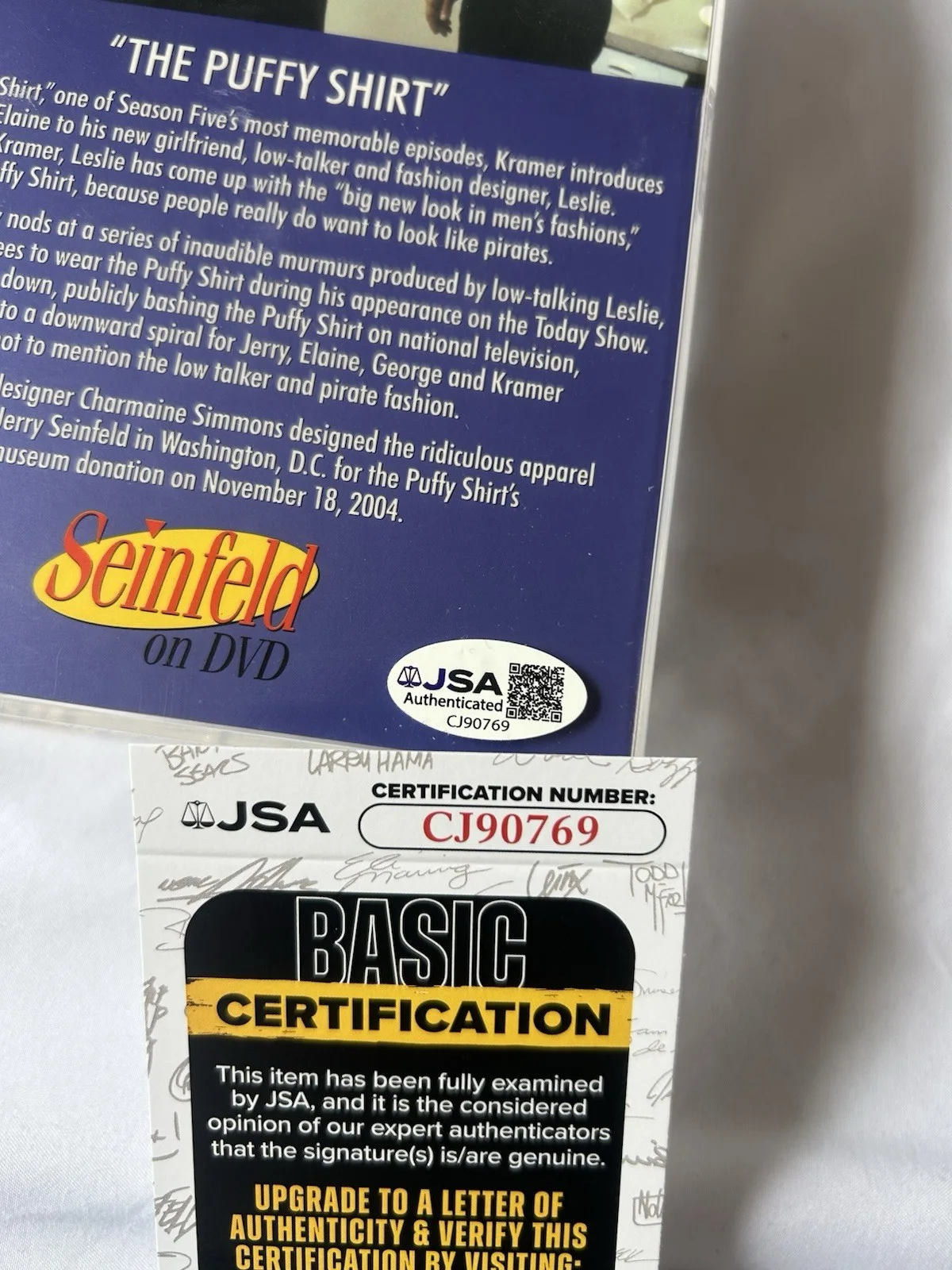 Jerry Seinfeld — Jerry Seinfeld Signed The Puffy Shirt Miniature Replica Autographed JSA COA, изображение 5