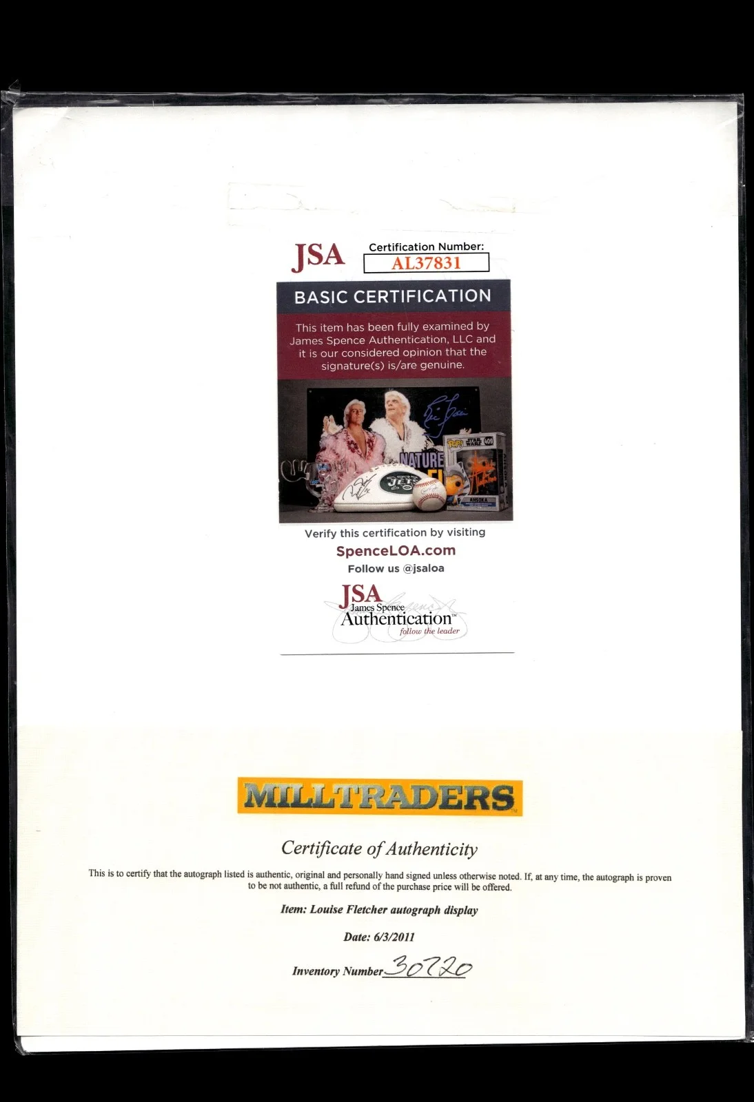 Louise Fletcher Cut Autograph & Photo - COA - JSA, изображение 2