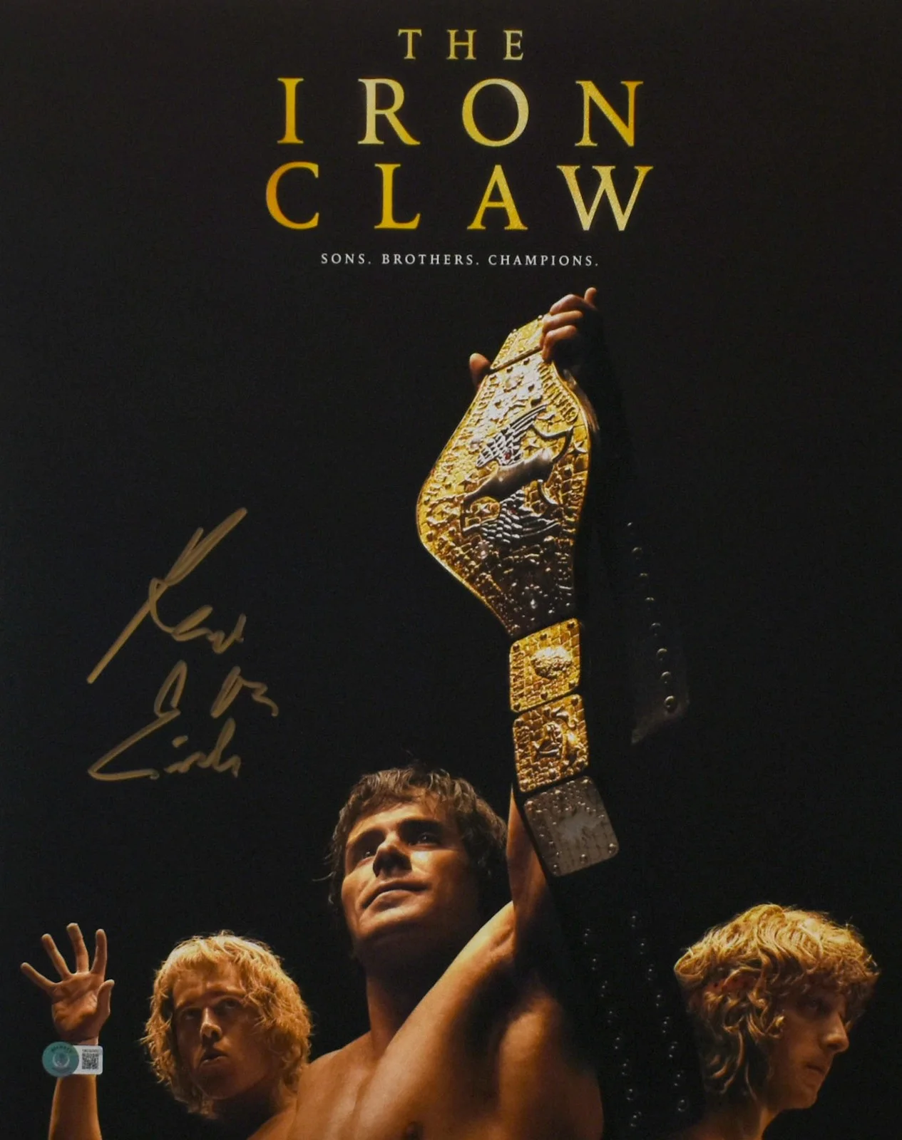 Kevin Von Erich — Kevin Von Erich Signed 16x20 The Iron Claw Movie Poster Photo - Beckett W Holo