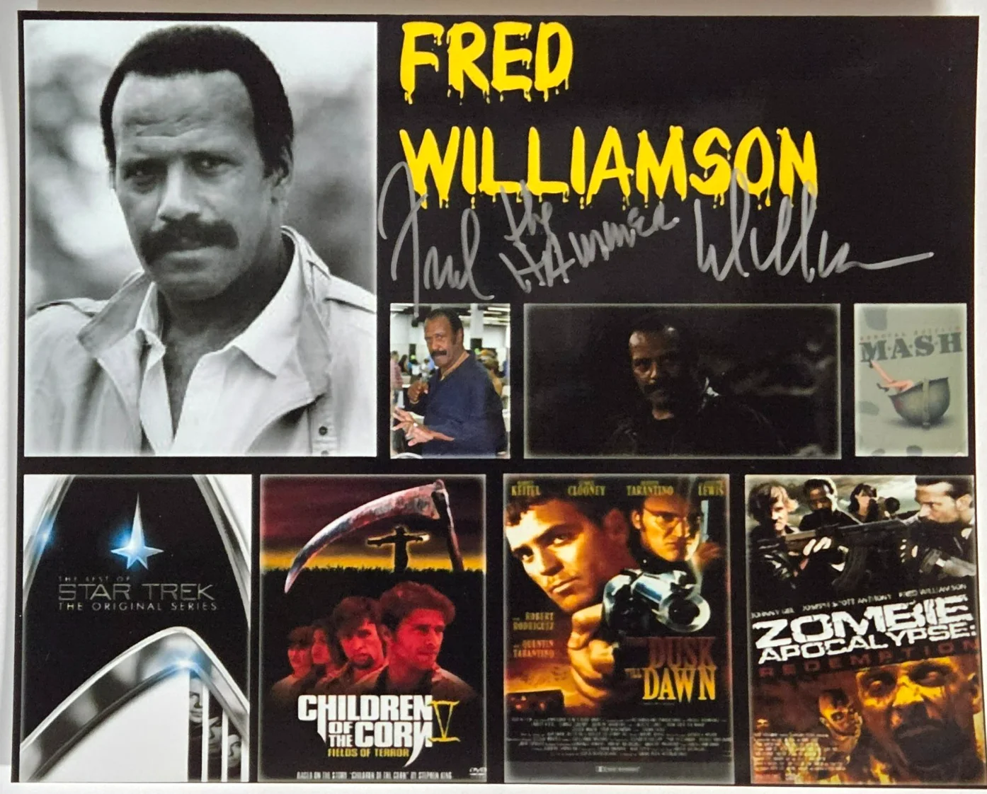 Fred The Hammer Williamson — Fred “The Hammer” Williamson SIGNED 8X10 COLOR Photo Collage AUTOGRAPHED #G4
