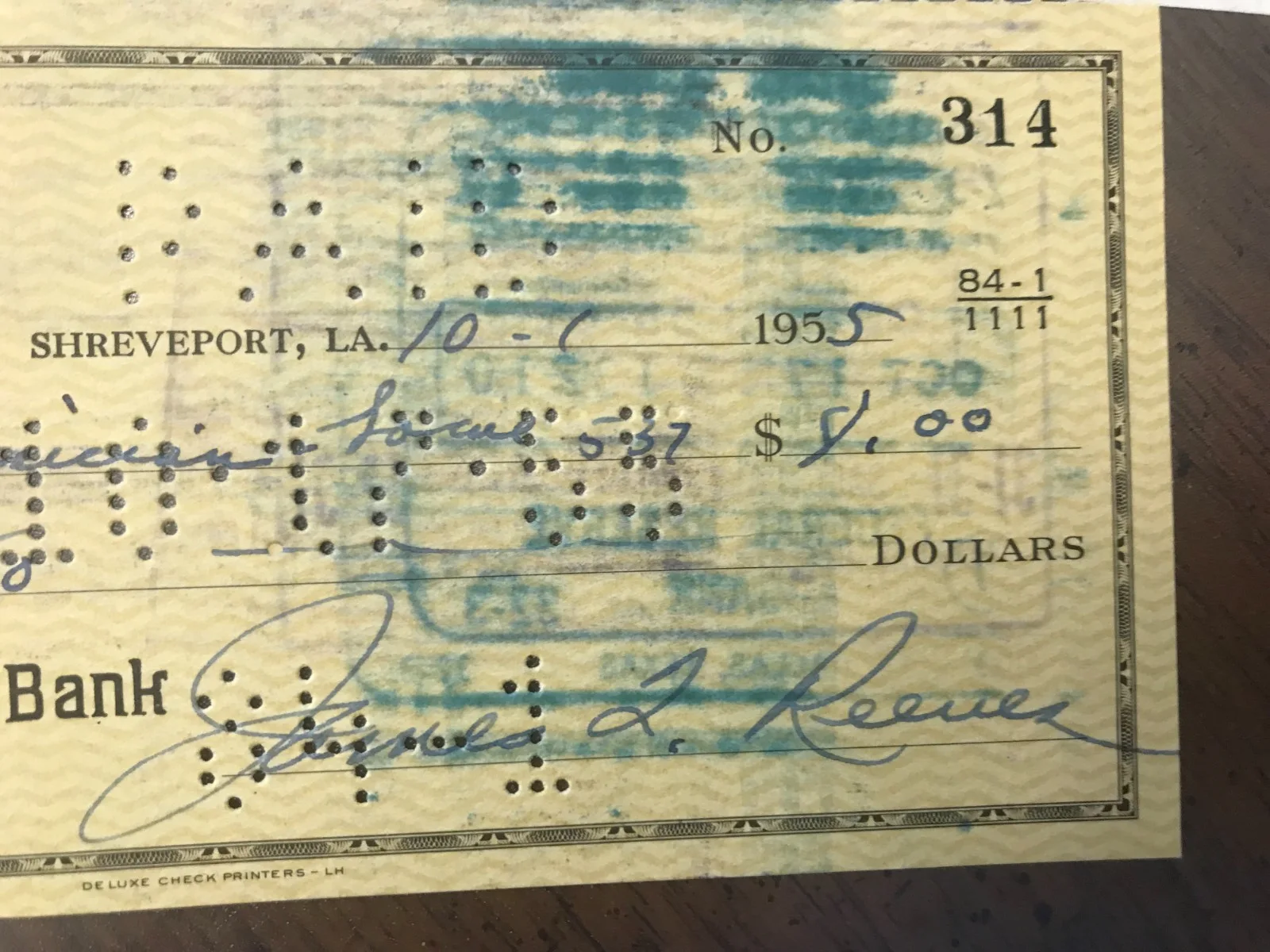 Jim Reeves — JIM REEVES Signed cancel check American Fed Musicians Receipt 1955 Silver Spur, image 3