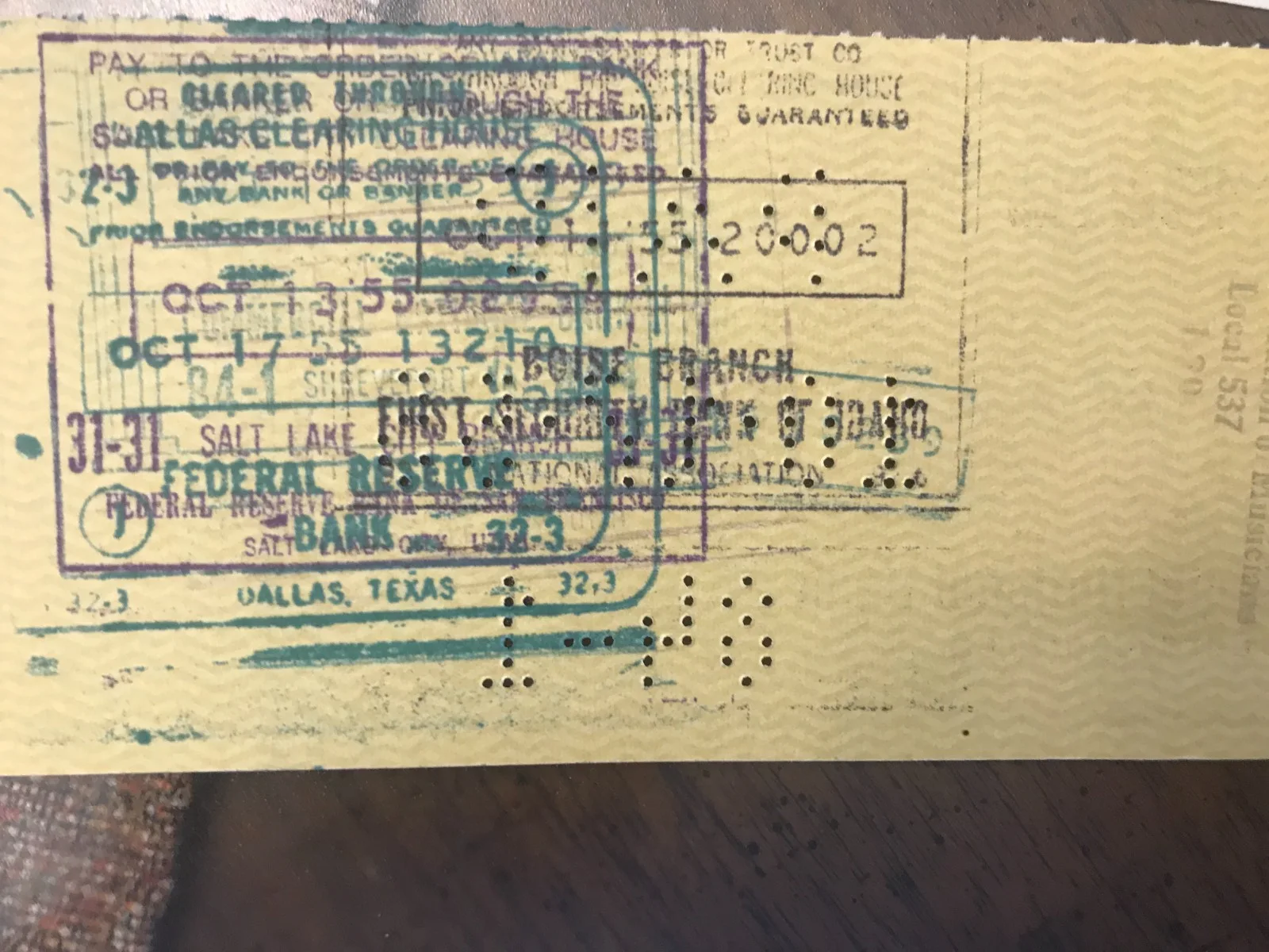 Jim Reeves — JIM REEVES Signed cancel check American Fed Musicians Receipt 1955 Silver Spur, image 4