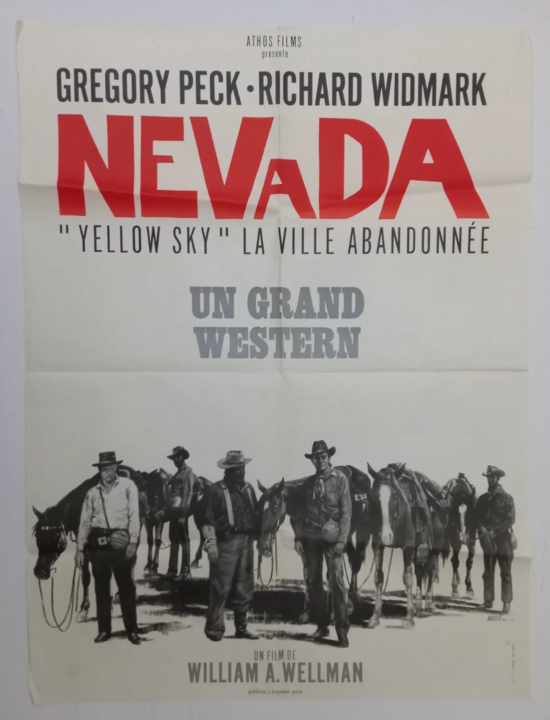 ORIGINAL FRENCH CINEMA POSTER,'NEVADA'( YELLOW SKY ). 80 CM X 60 CM., изображение 2