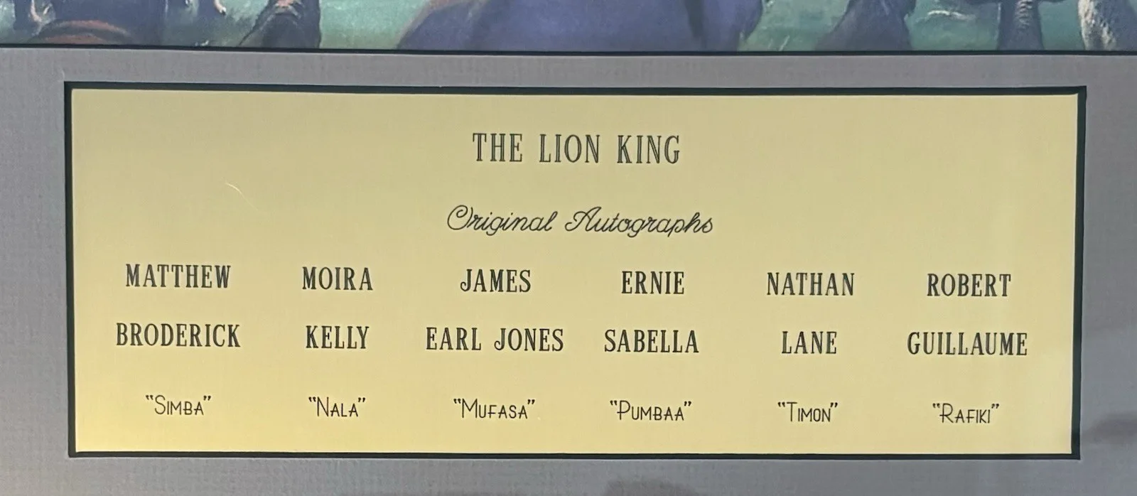 Matthew Broderick, Nathan Lane, Moira Kelly, James Earl Jones — The Lion King Original Autographed Poster Signed by Main Cast, image 2