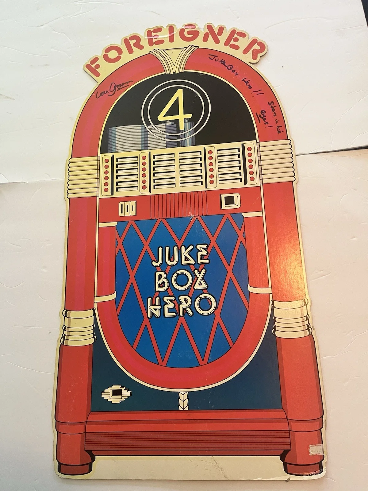 Foreigner Signed Lou Gramm Original Juke Box Standee 28”X14” Exact PROOF JSA !!, image 2