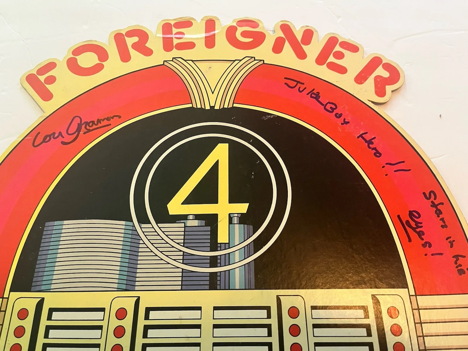 Foreigner Signed Lou Gramm Original Juke Box Standee 28”X14” Exact PROOF JSA !!, image 3