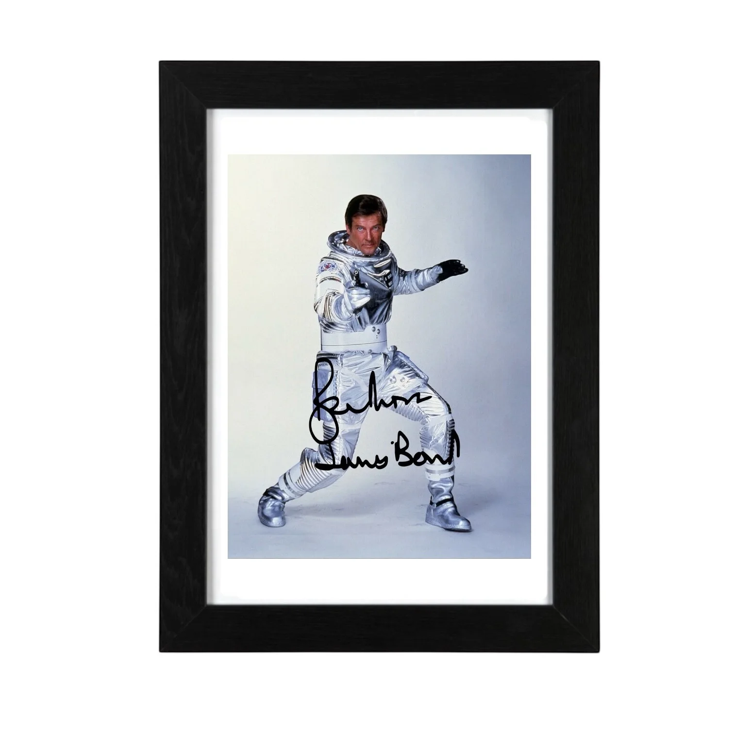 Roger Moore Signed Autograph PHOTO Pre Print 6x4/A4/ Framed James Bond 007, изображение 3