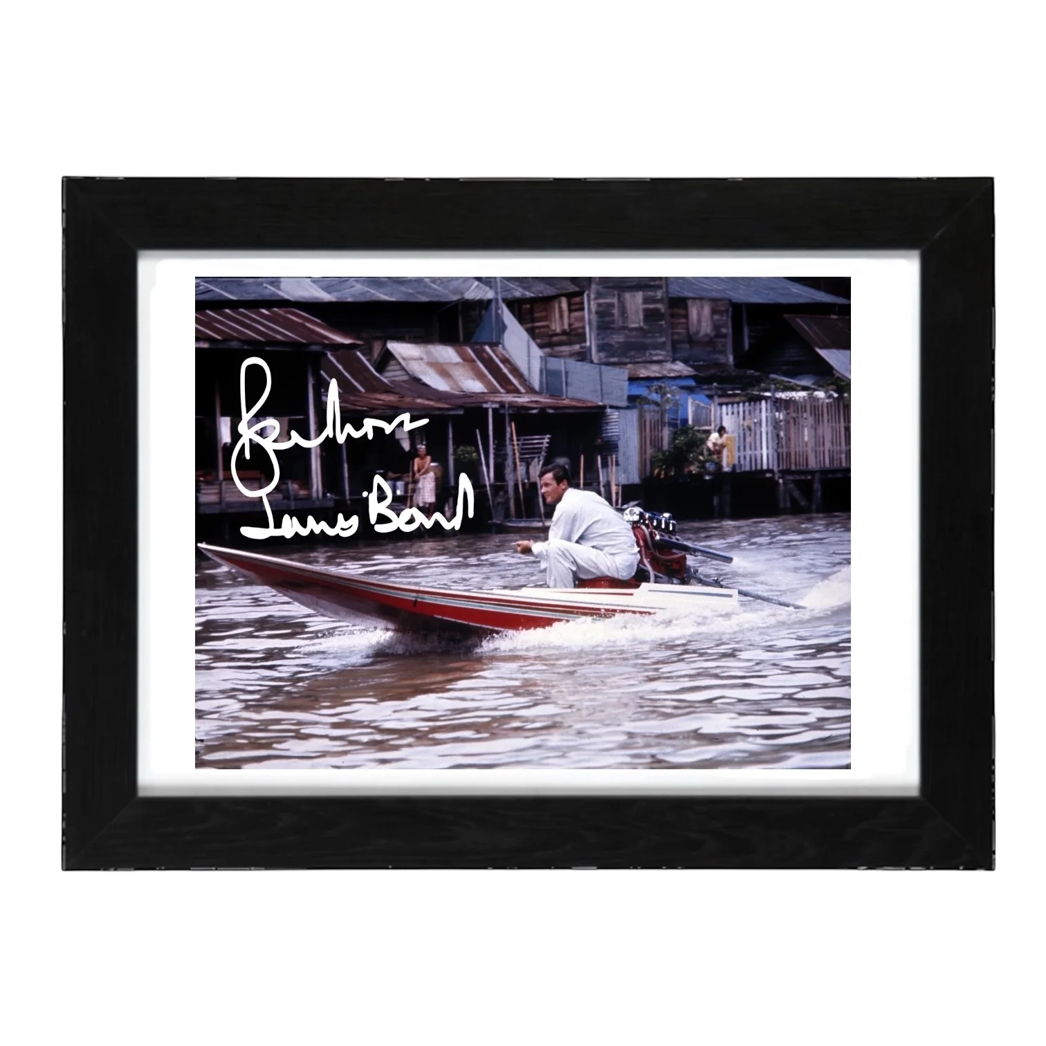 Roger Moore Signed Autograph PHOTO Pre Print 6x4/A4/ Framed James Bond 007, изображение 3