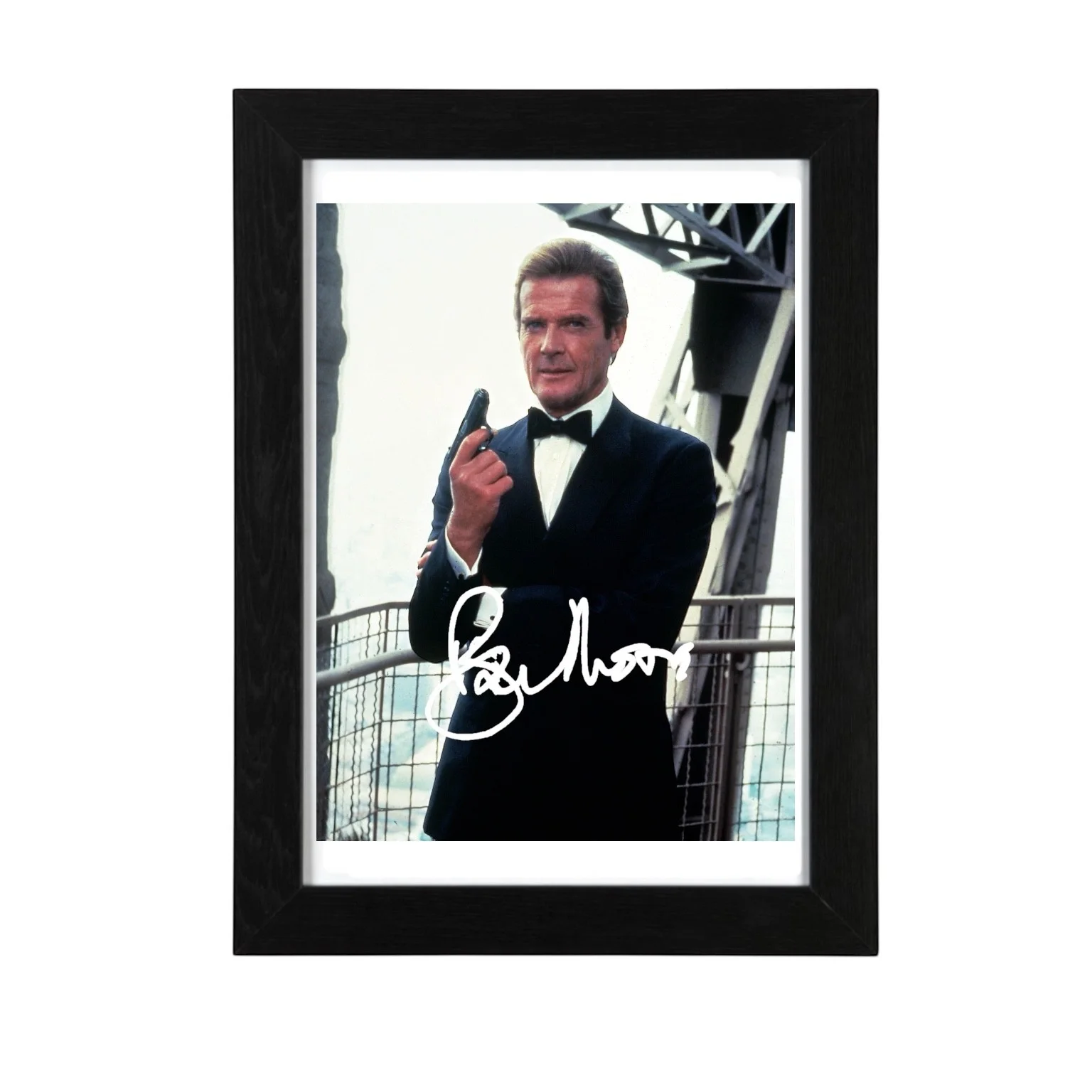 Roger Moore Signed Autograph PHOTO Pre Print 6x4/A4/ Framed James Bond 007, image 3
