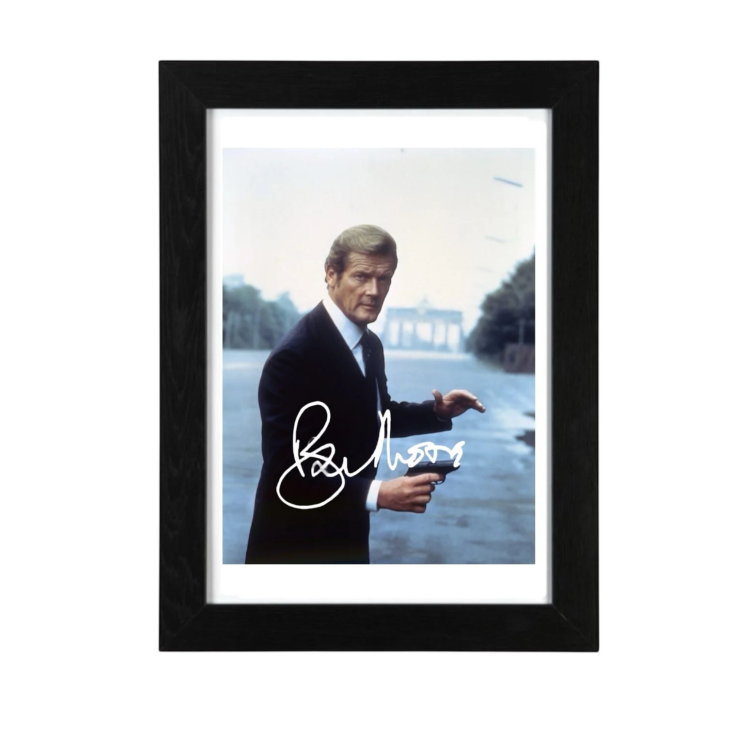 Roger Moore Signed Autograph PHOTO Pre Print 6x4/A4/ Framed James Bond 007, изображение 3