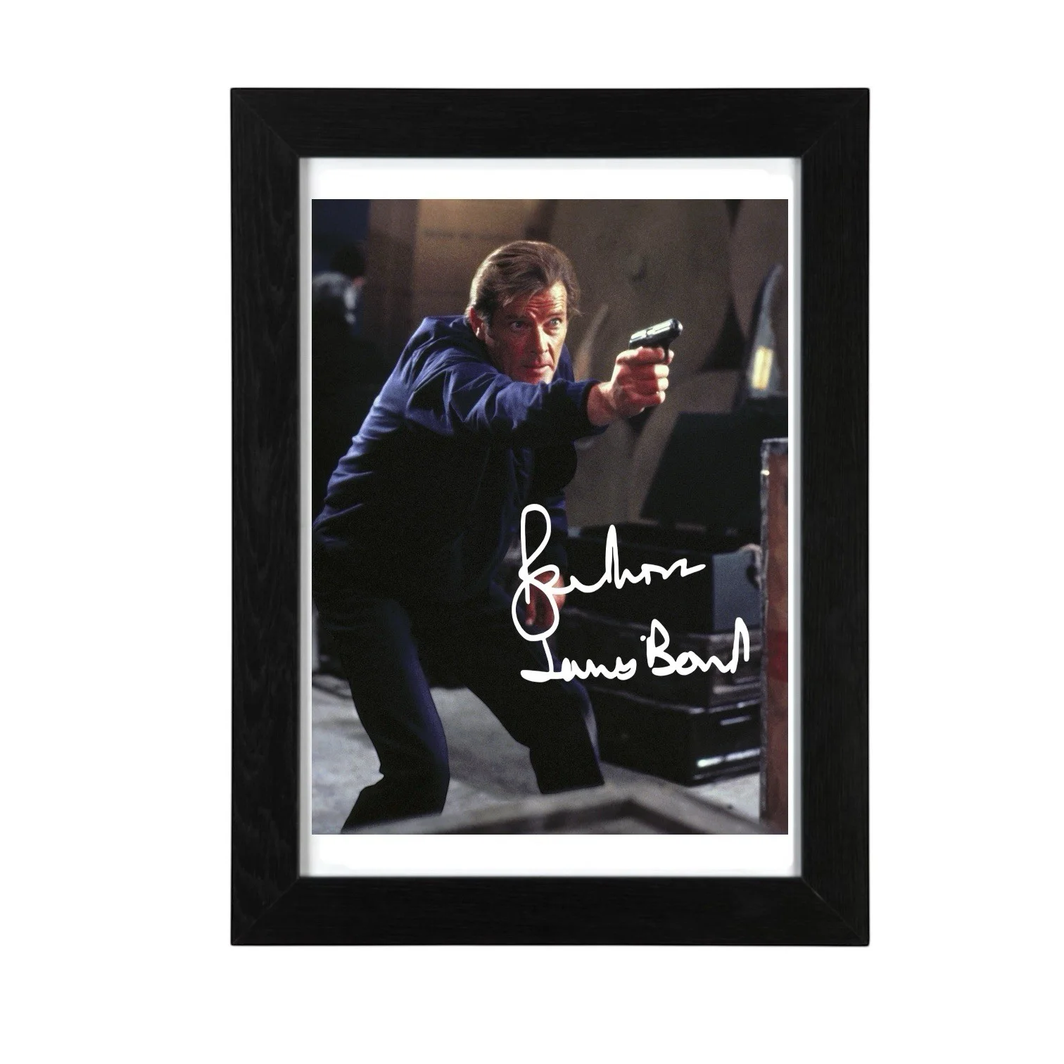 Roger Moore Signed Autograph PHOTO Pre Print 6x4/A4/ Framed James Bond 007, изображение 2