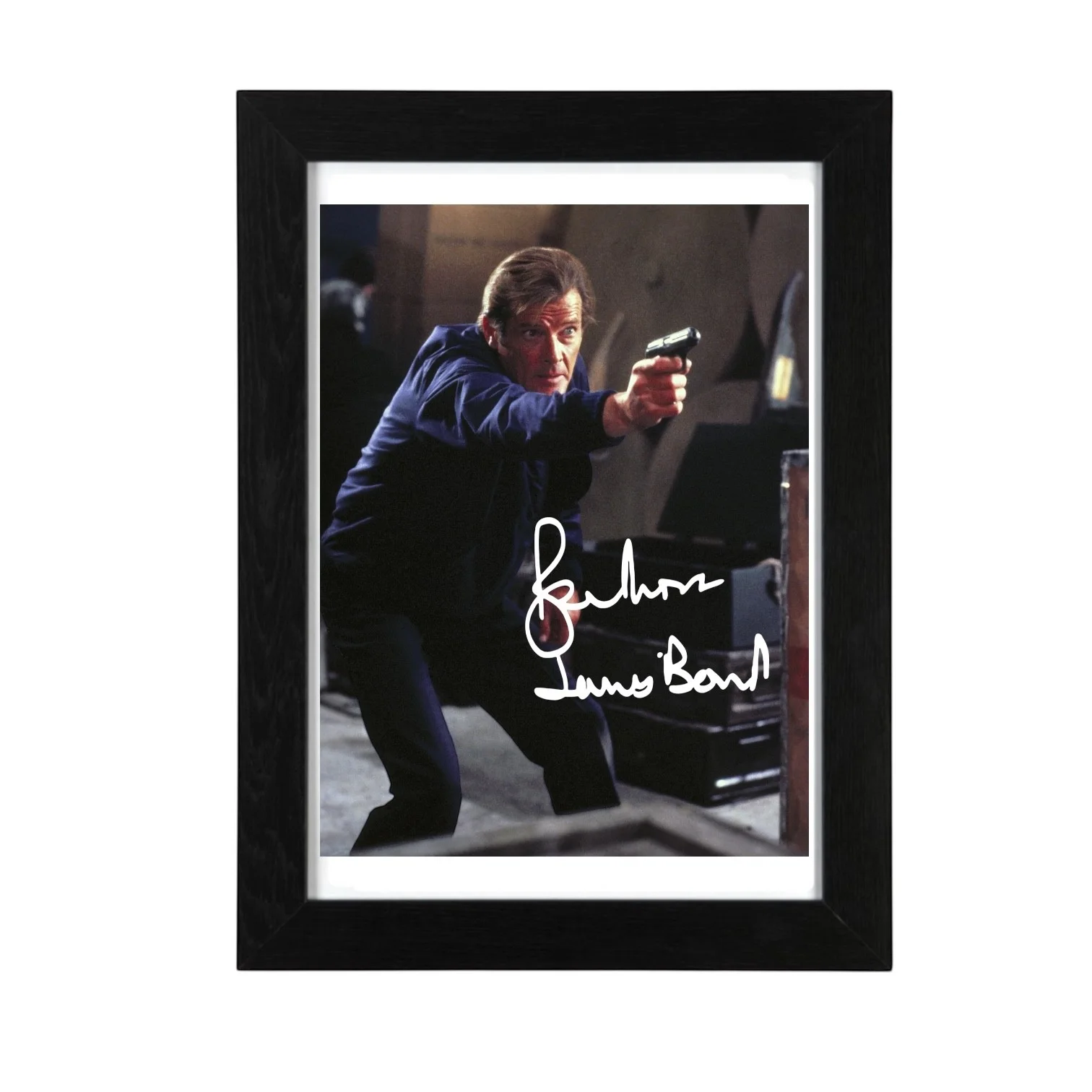 Roger Moore Signed Autograph PHOTO Pre Print 6x4/A4/ Framed James Bond 007, изображение 3