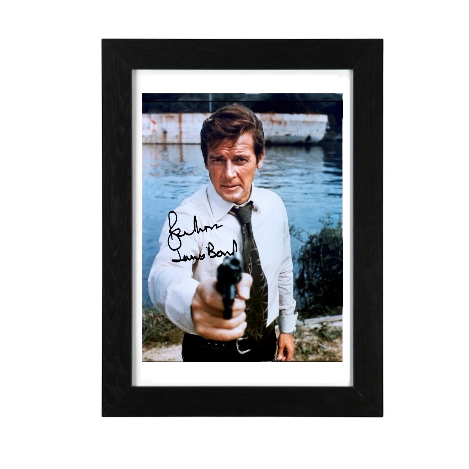 Roger Moore Signed Autograph PHOTO Pre Print 6x4/A4/ Framed James Bond 007, изображение 2