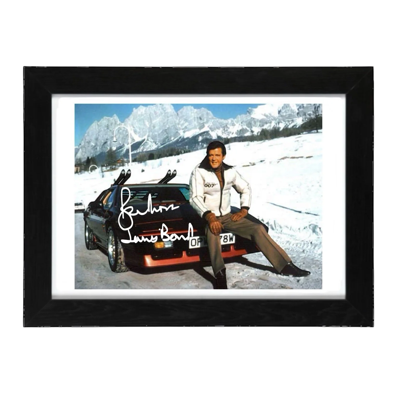 Roger Moore Signed Autograph PHOTO Pre Print 6x4/A4/ Framed James Bond 007, изображение 2