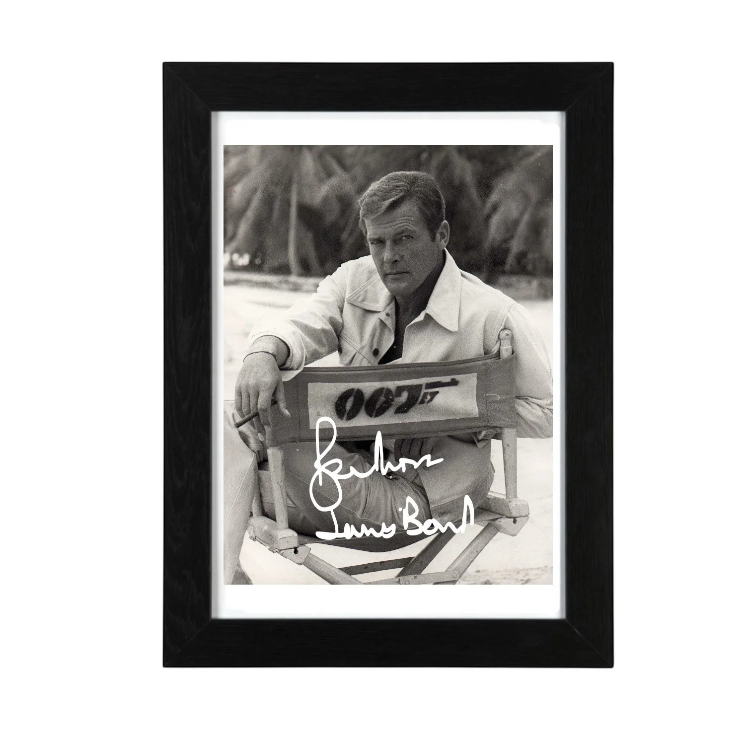 Roger Moore Signed Autograph PHOTO Pre Print 6x4/A4/ Framed James Bond 007, image 2