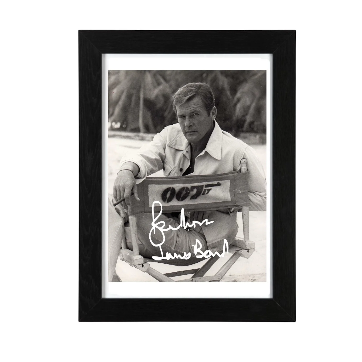 Roger Moore Signed Autograph PHOTO Pre Print 6x4/A4/ Framed James Bond 007, image 3