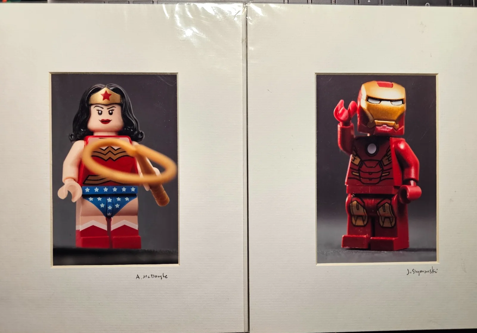 J. Shymanski — Signed Joe Shymanski LEGO Iron Man+Wonder Woman McDougle Art Prints Photo Matted