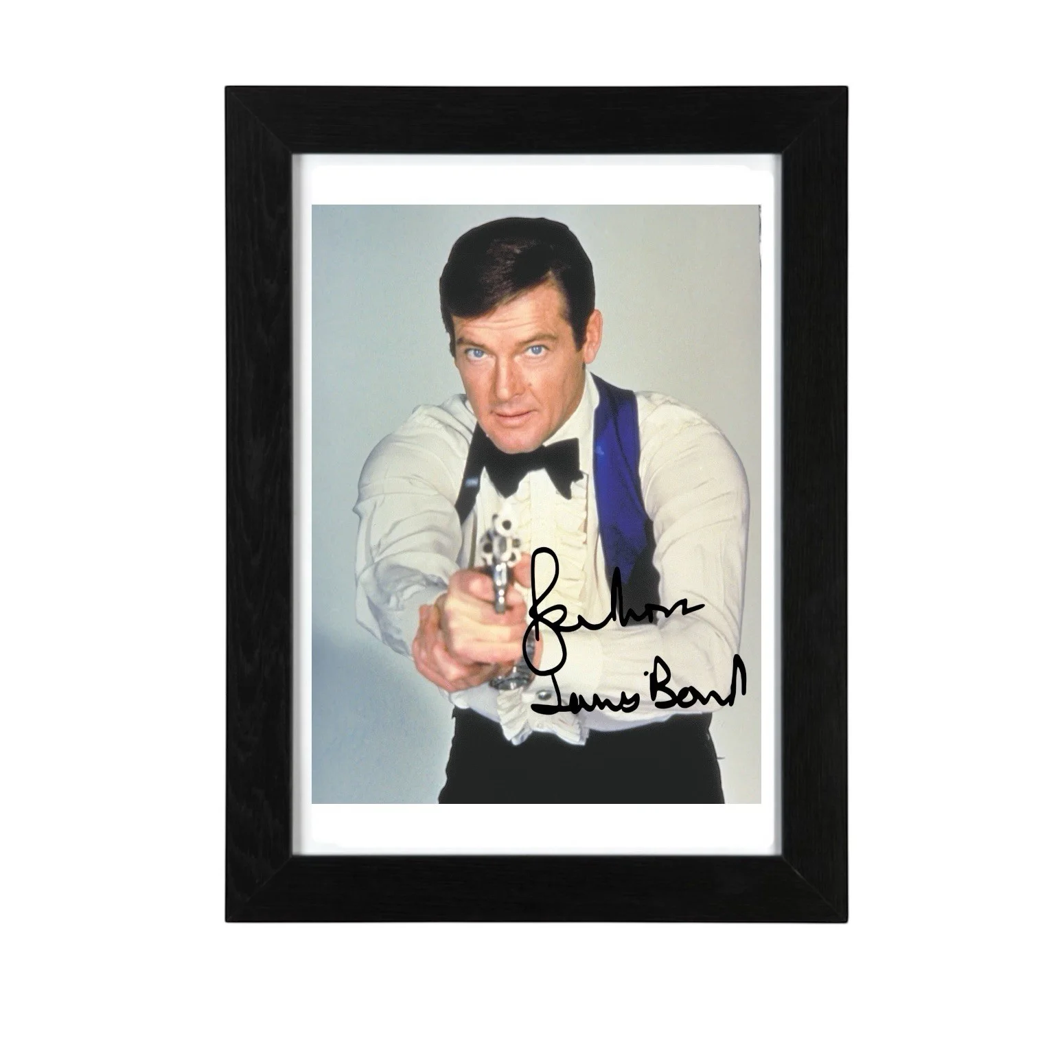 Roger Moore Signed Autograph PHOTO Pre Print 6x4/A4/ Framed James Bond 007, изображение 2