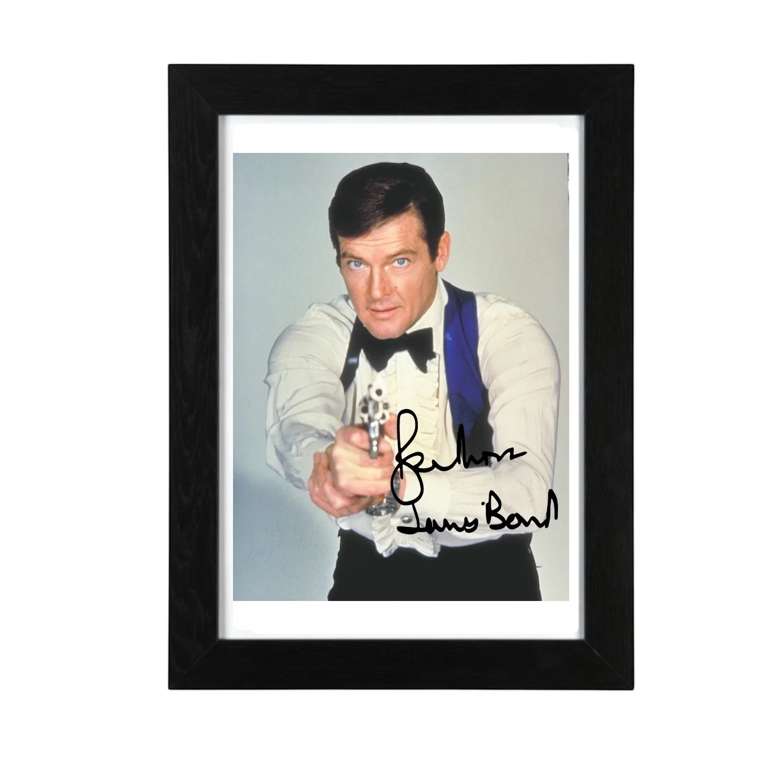 Roger Moore Signed Autograph PHOTO Pre Print 6x4/A4/ Framed James Bond 007, изображение 3
