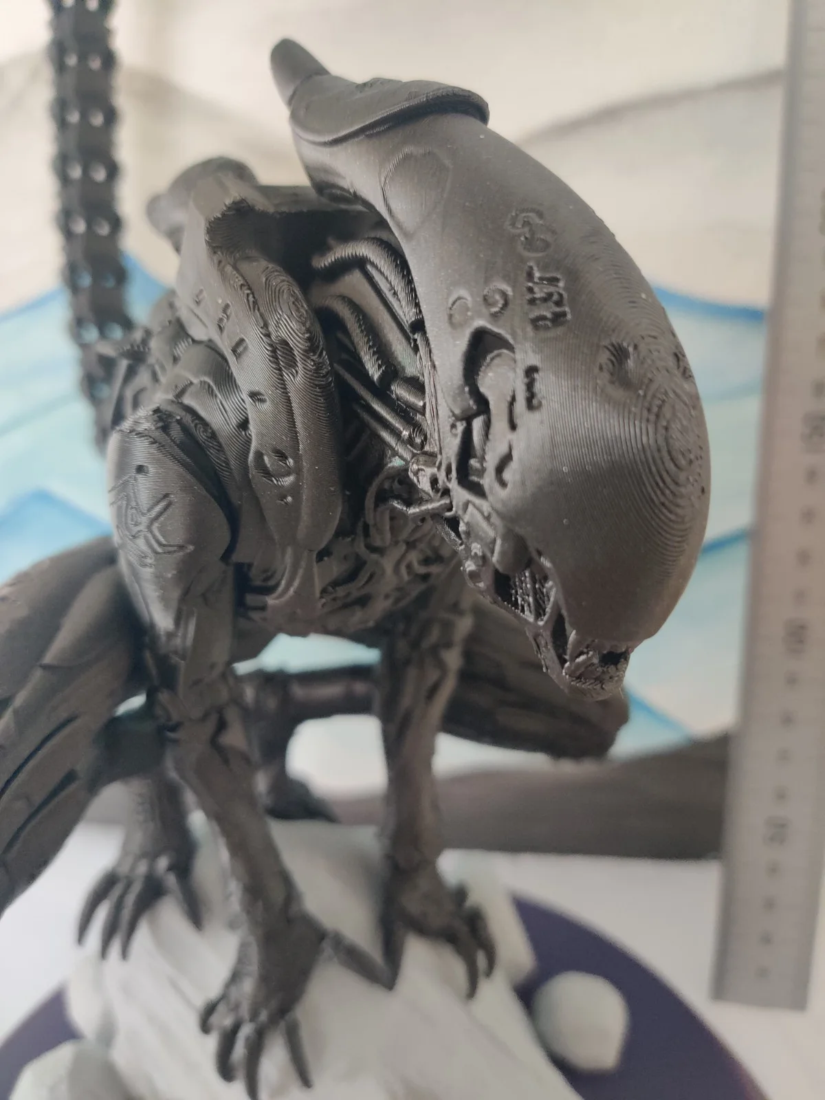 Alien Inspired Xenomorph Xenoborg figurine 3d Printed PLA Figure over 30cm 320g, изображение 2
