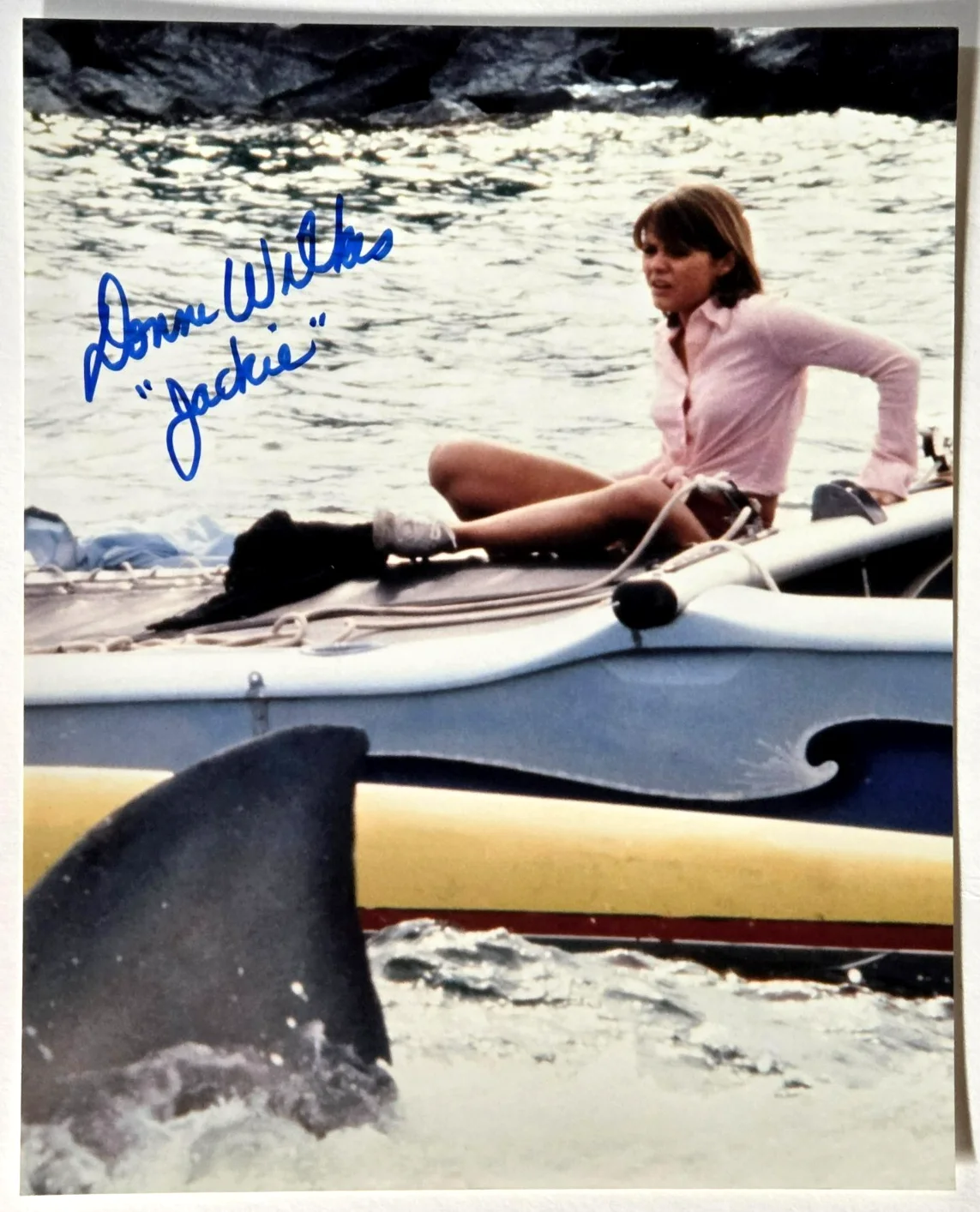 Donna Wilkes — Donna Wilkes "Jackie" from Jaws 2 SIGNED 8X10 COLOR Photo Shark AUTOGRAPHED #G4