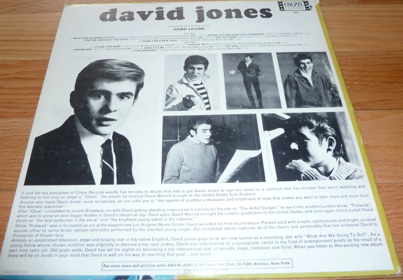 BECKETT THE MONKEES DAVY JONES SIGNED DAVID JONES SELF TITLED RECORD ALBUM 24090, image 5