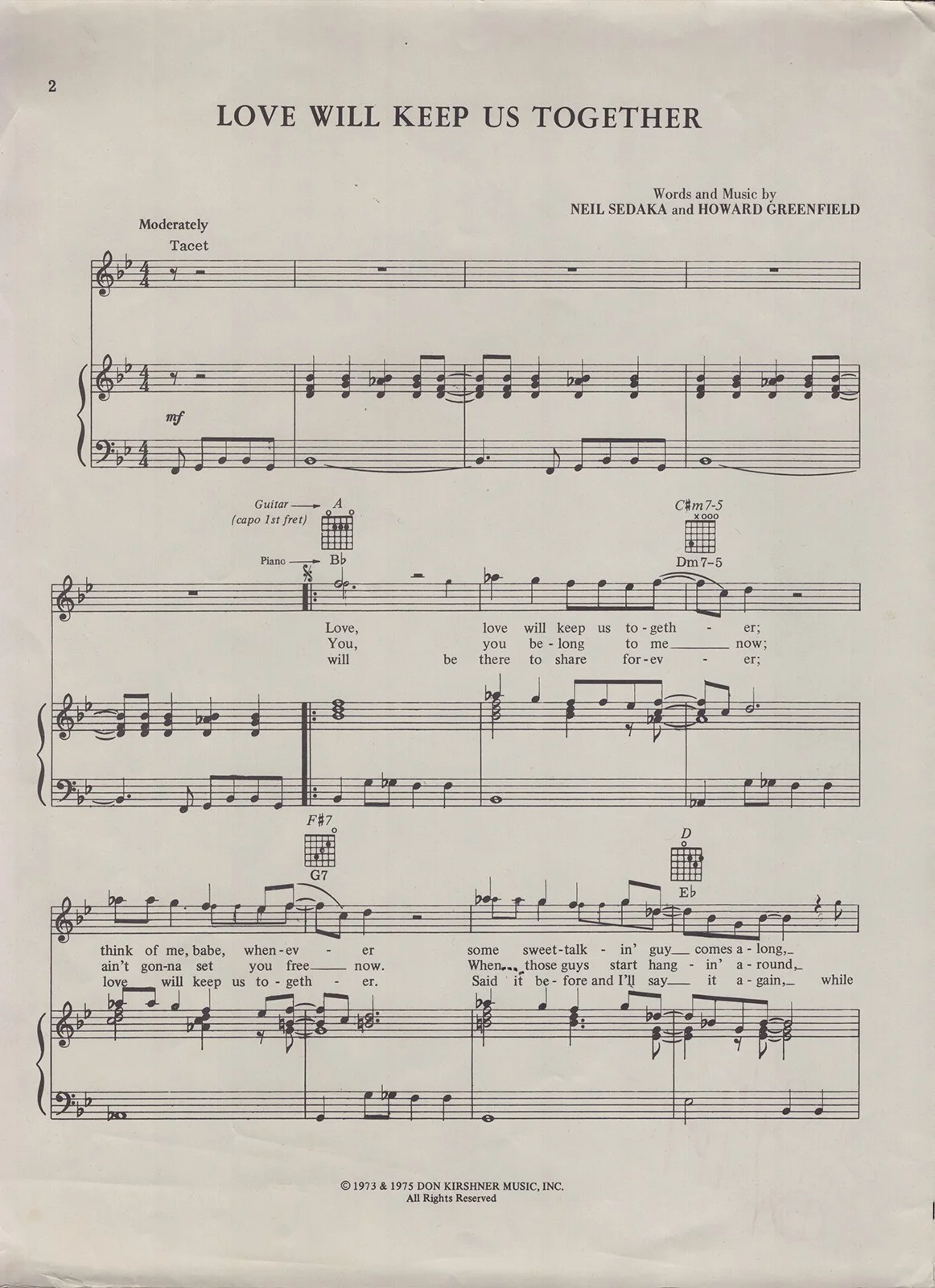 Captain, Tennille, Toni Tennille, Daryl Dragon — & TENNILLE - SHEET MUSIC SIGNED WITH CO-SIGNERS, изображение 4