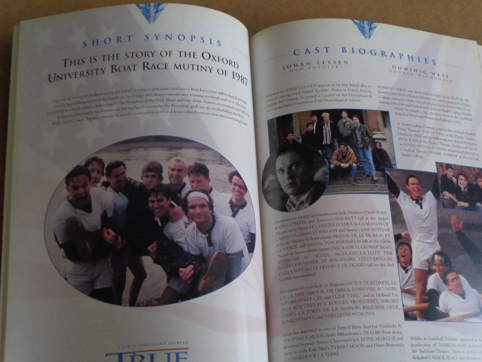 Johan Leysen/Dominic West - True Blue - 1996 Royal Film Performance Brochure, изображение 4