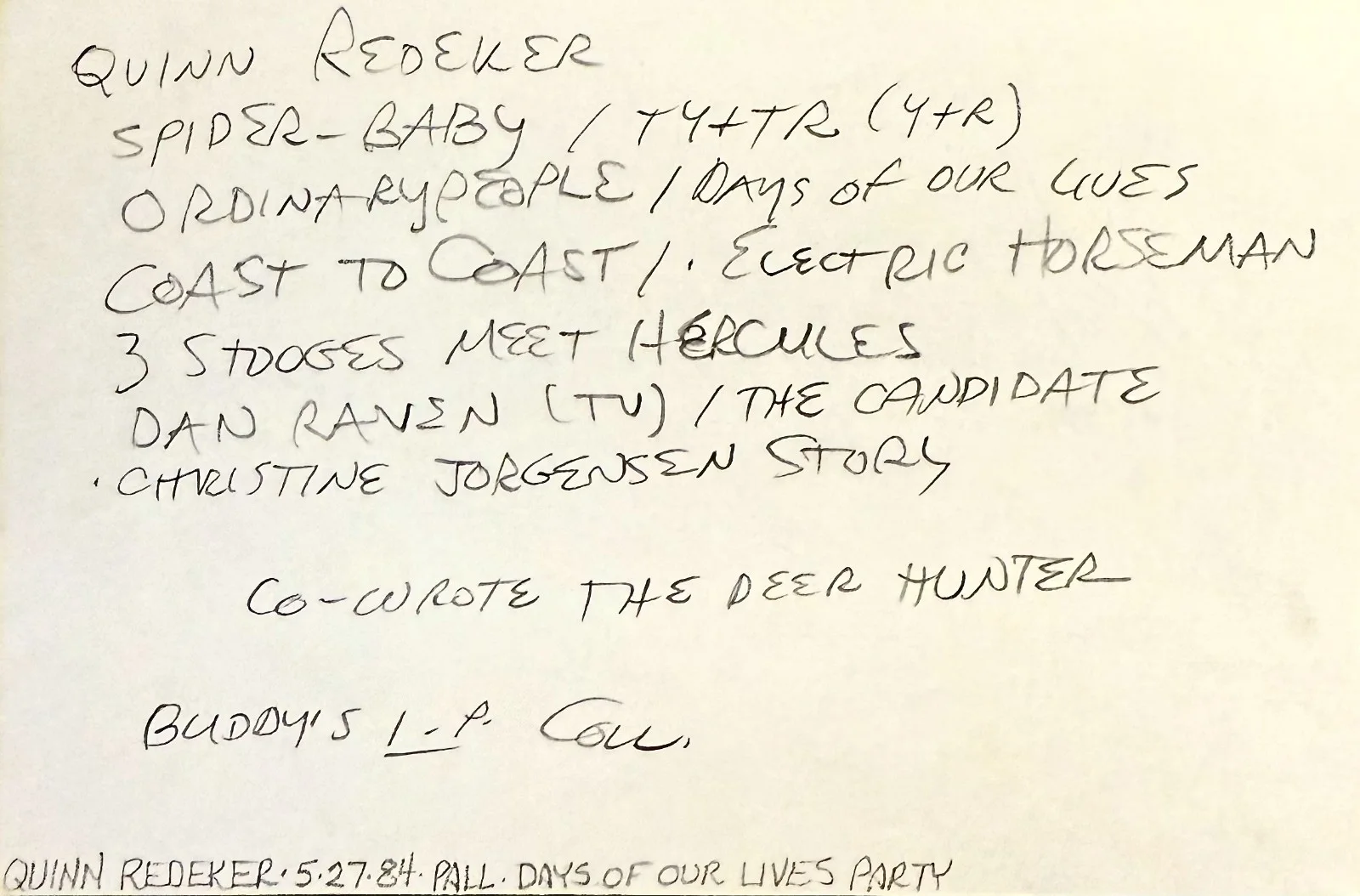 Quinn K. Redeker — QUINN K. REDEKER Signed Autograph 4x6 INDEX CARD The Three Stooges Meet Hercules, image 2