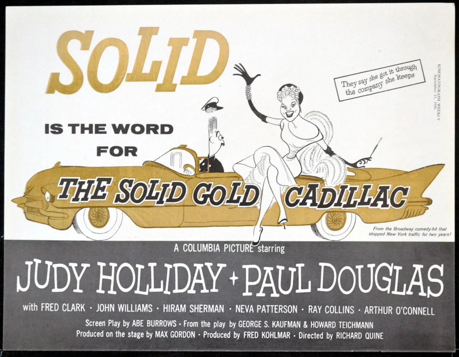 SATELLITE IN THE SKY 1956 Kieron Moore SOLID GOLD CADILLAC TRADE ADVERT, image 2