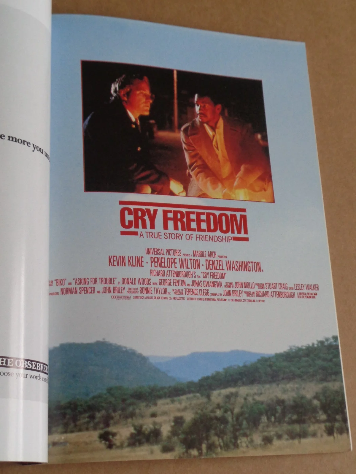 Denzil Washington - Cry Freedom - 1987 European Charity Premiere Brochure, изображение 3