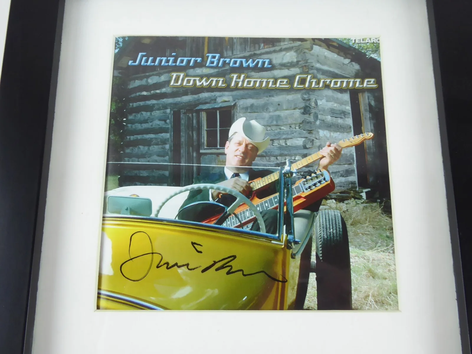 Junior Brown Signed Down Home Chrome Framed Display Matted CD W/Cover, image 2