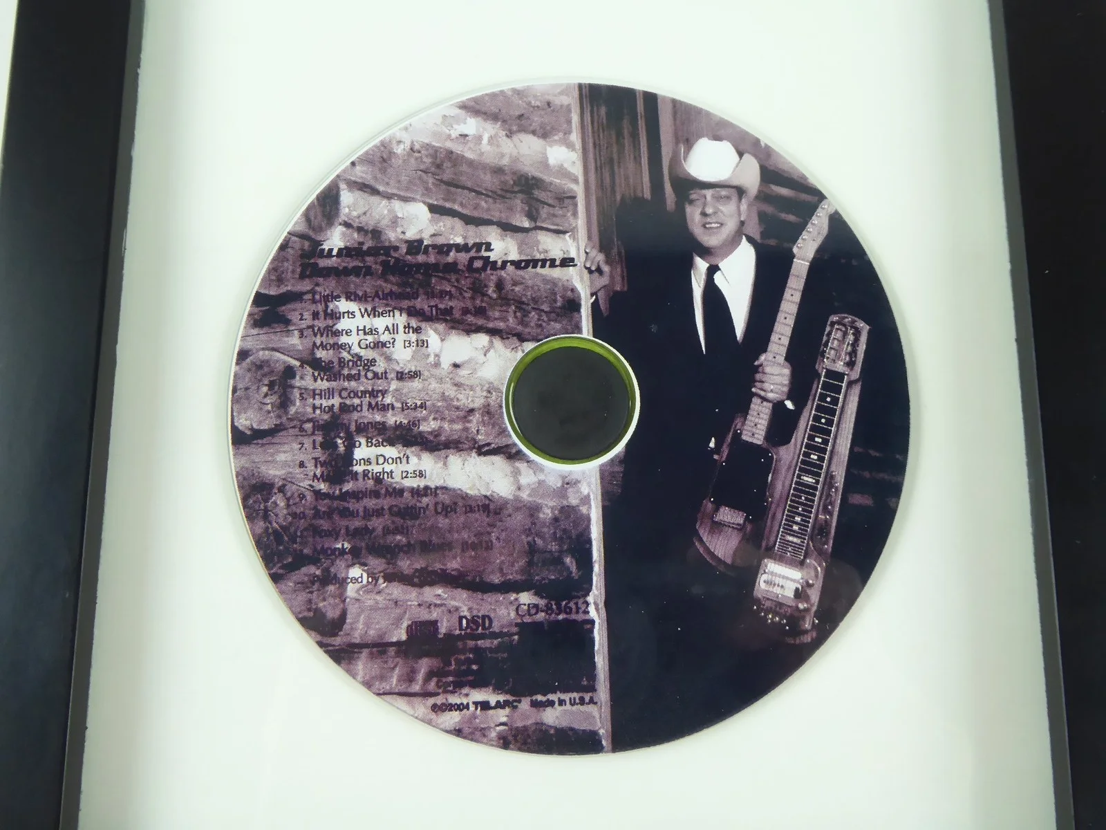 Junior Brown Signed Down Home Chrome Framed Display Matted CD W/Cover, image 3