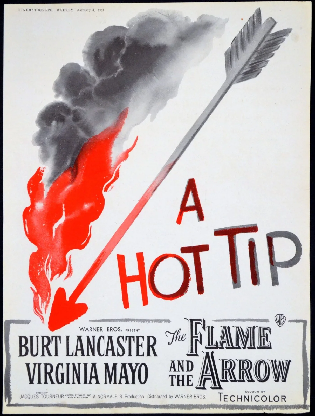 FLAME AND THE ARROW 1950 Burt Lancaster, Virginia Mayo, Robert Douglas TRADE ADS, изображение 2