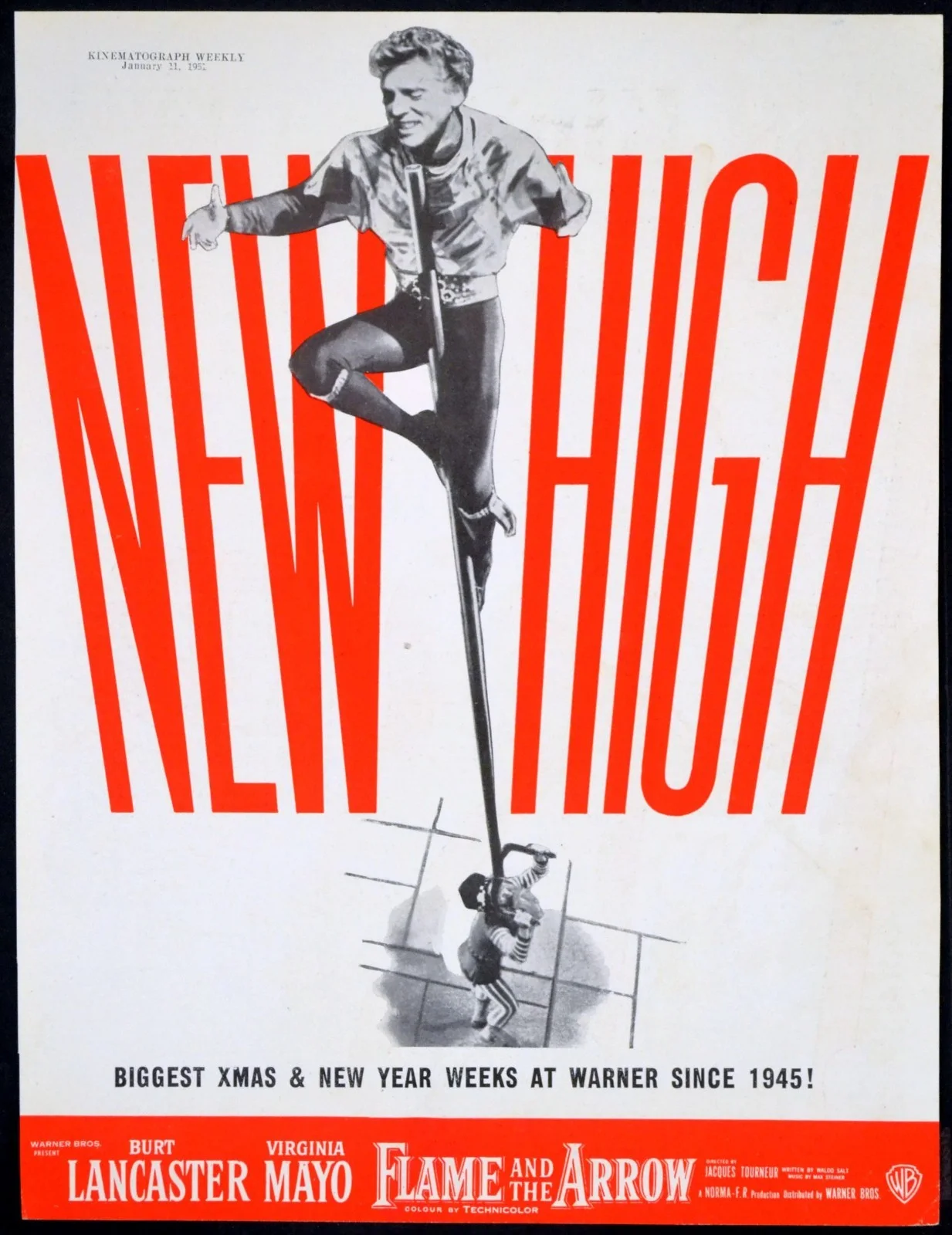 FLAME AND THE ARROW 1950 Burt Lancaster, Virginia Mayo, Robert Douglas TRADE ADS, изображение 3