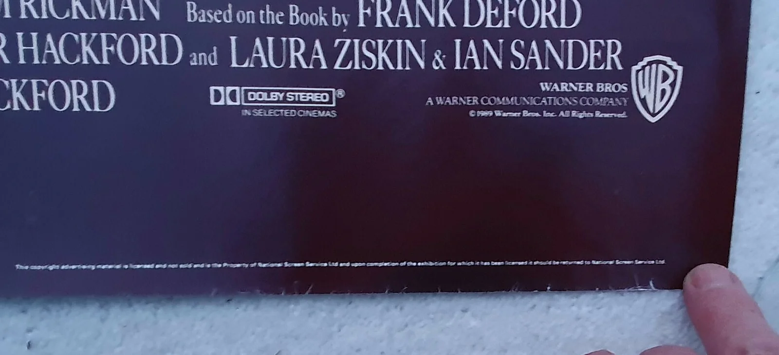 WHEN I FALL IN LOVE ORIGINAL 1990 ROLLED UK QUAD POSTER 30"x40" - JESSICA LANGE, изображение 2