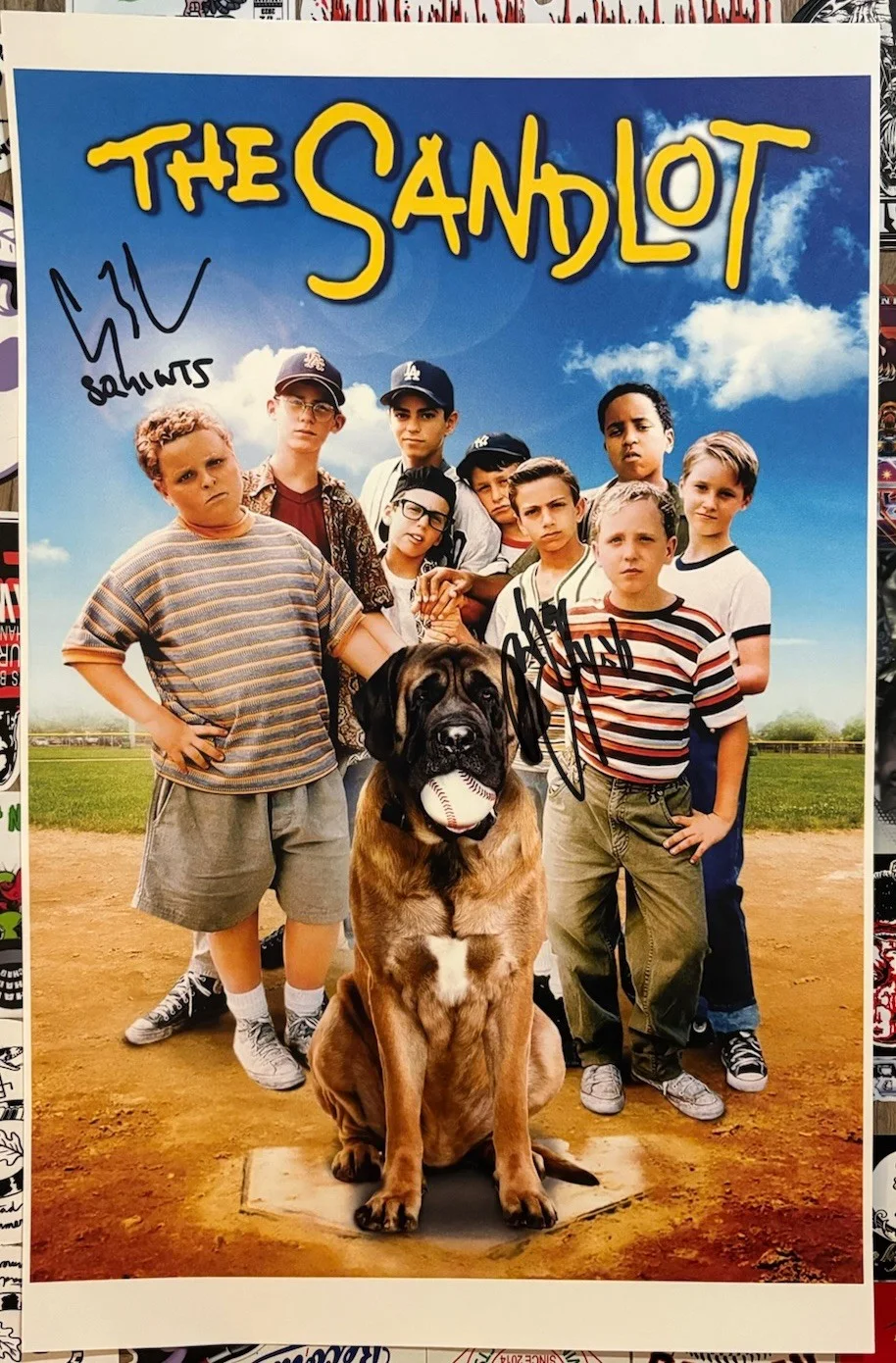 Marty York and Chauncey Leopardi — Sandlot 11 x 17 Movie Poster Signed / Autographed By Squints, Yeah-Yeah COA