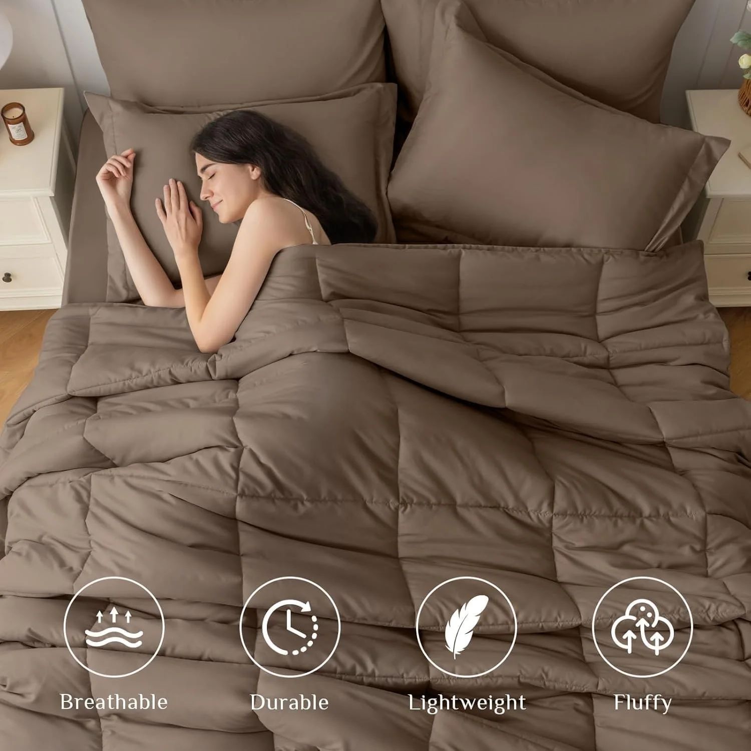 JOLLYVOGUE King Comforter Set, Ultra-Soft Bed in a Bag King Size 7 Pieces, Oe..., изображение 2