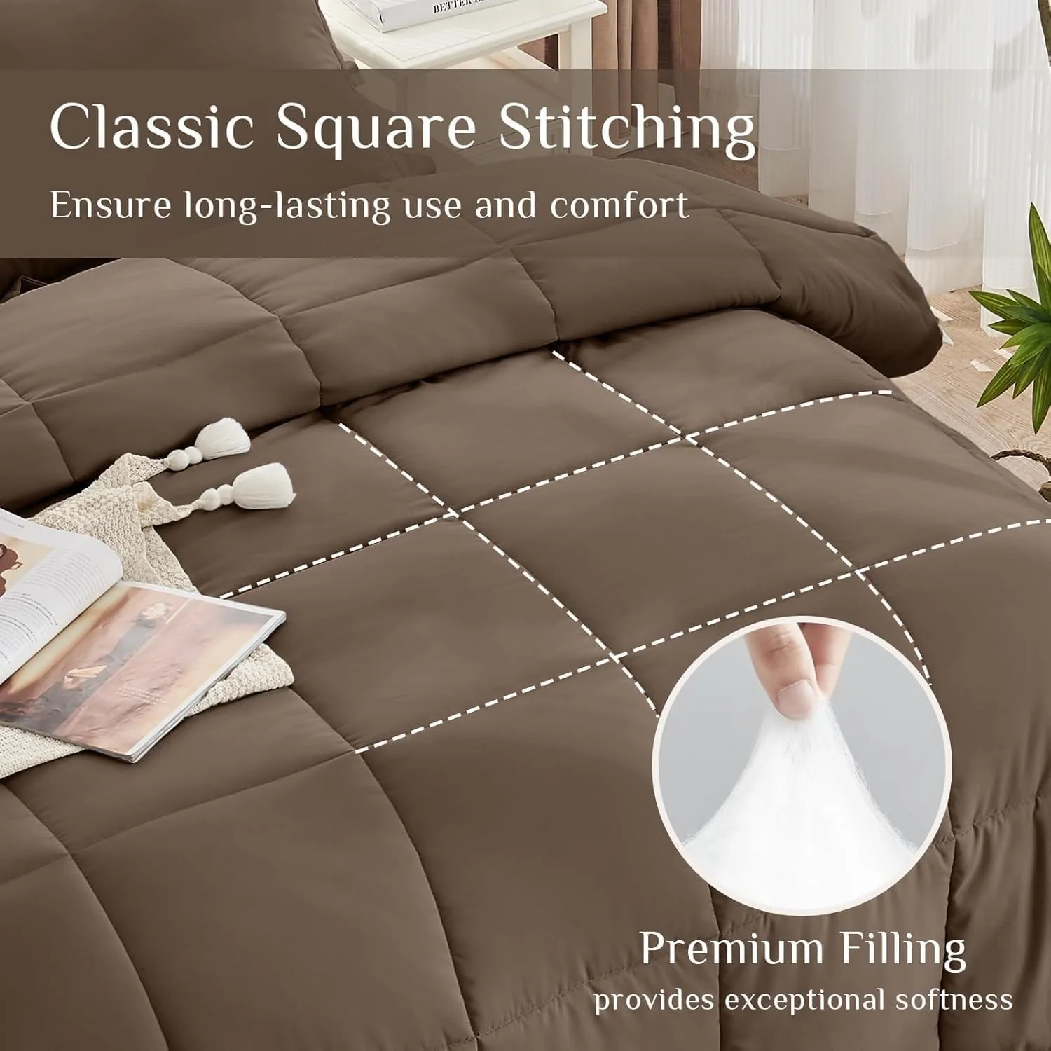 JOLLYVOGUE King Comforter Set, Ultra-Soft Bed in a Bag King Size 7 Pieces, Oe..., изображение 3