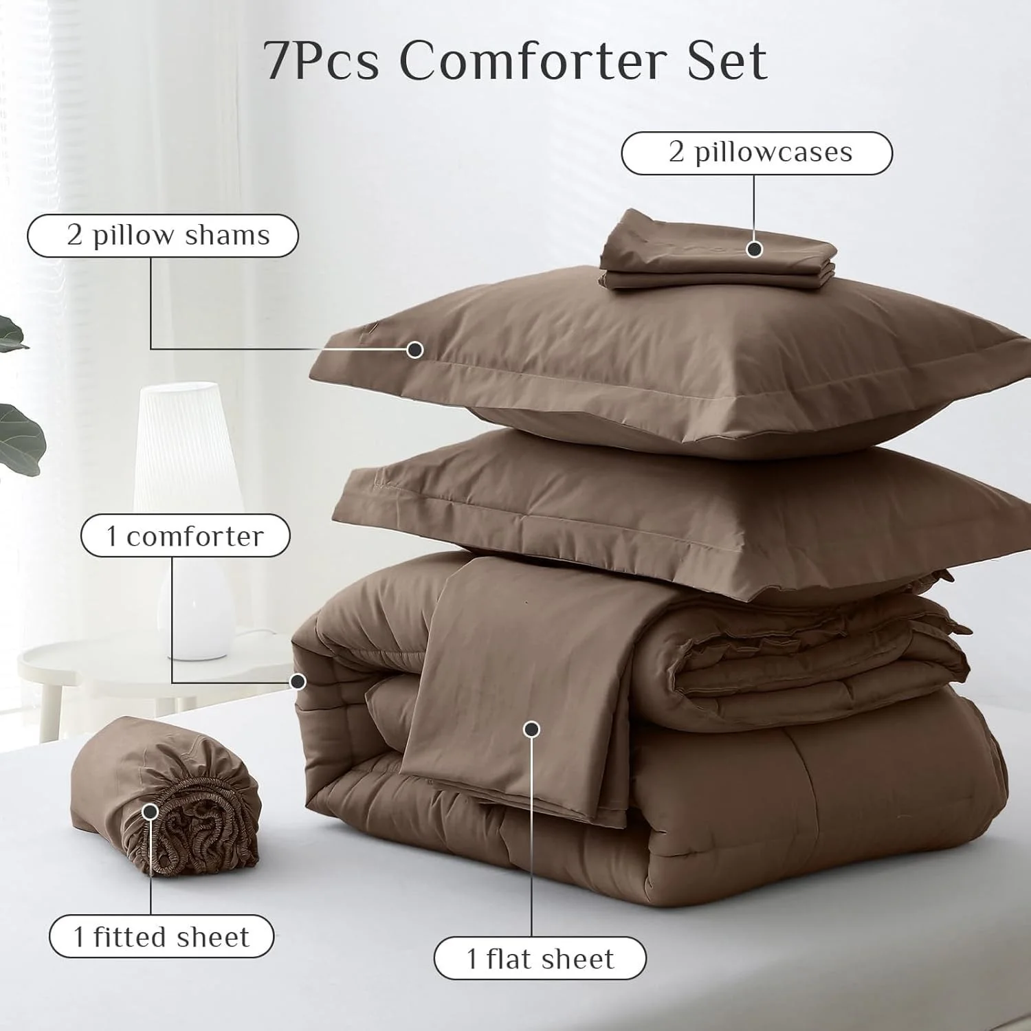 JOLLYVOGUE King Comforter Set, Ultra-Soft Bed in a Bag King Size 7 Pieces, Oe..., изображение 5