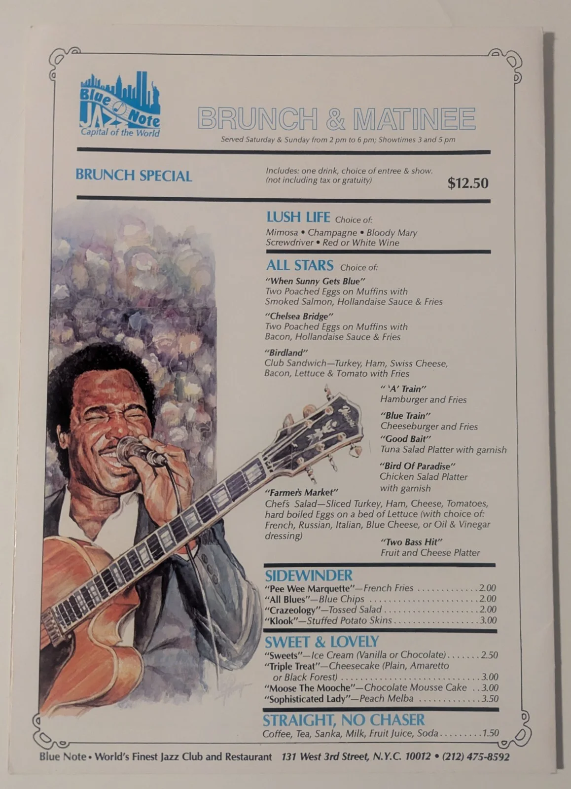 Dizzy Gillespie - Autographed Blue Note Menu - Signed in NYC 1992 - Jazz Trumpet, image 3