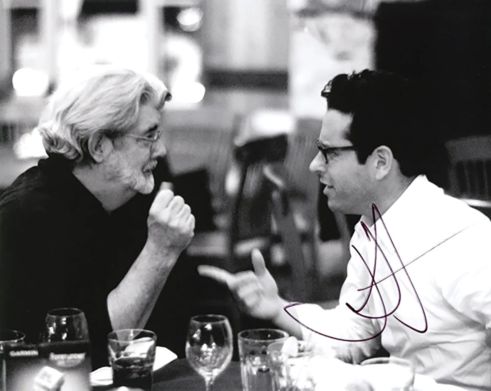 JJ Abrams signed 8x10 B&W photo with George Lucas💥Autograph COA by DALT LLC., image 2